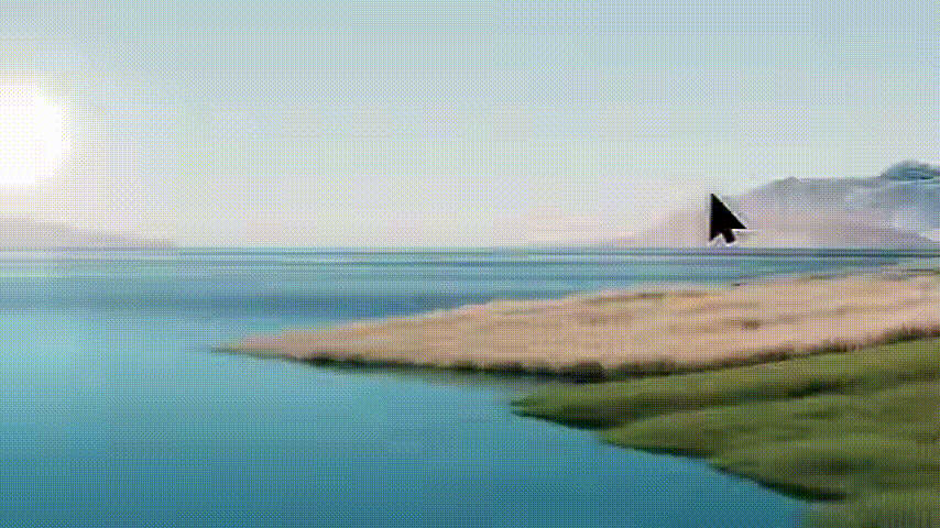 A mouse cursor that tilts during movement