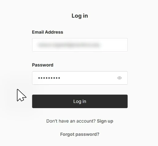 A blurred email address