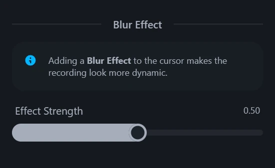 Cursor blur effect controls