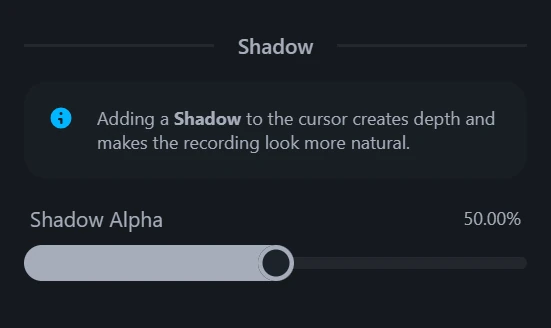 Cursor shadow controls