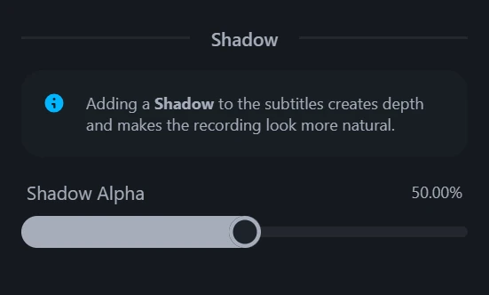 Subtitles shadow controls